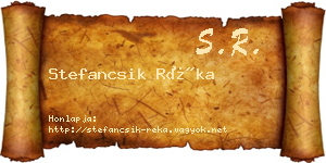 Stefancsik Réka névjegykártya